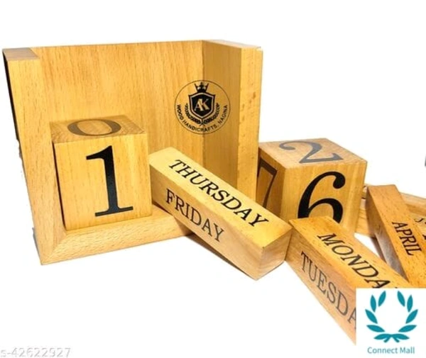 Mini Desk Calender  - LXH:11.5X9cm, Wood